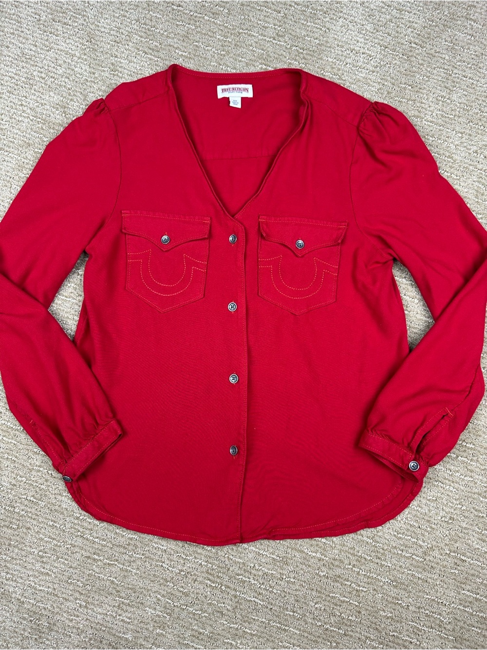 True Religion Red Western Blouse Y2K Cowgirl Indie Festival Boho 2000’s Cowboy S
